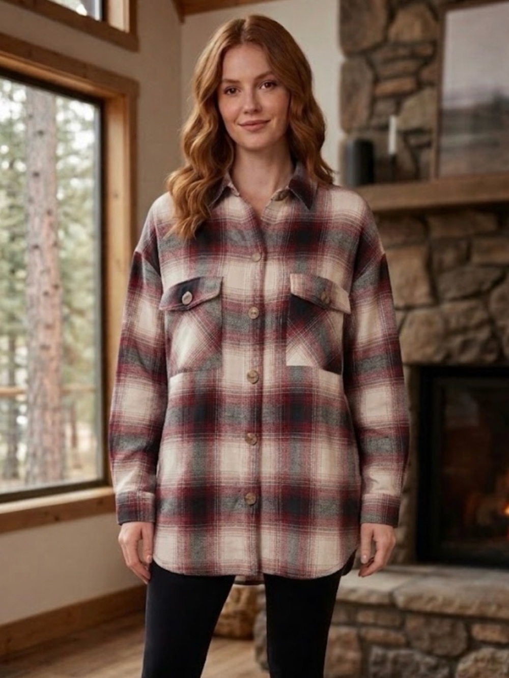 Eden & Olivia Women’s Plaid Button Down Cozy Flannel Size Large NOWT